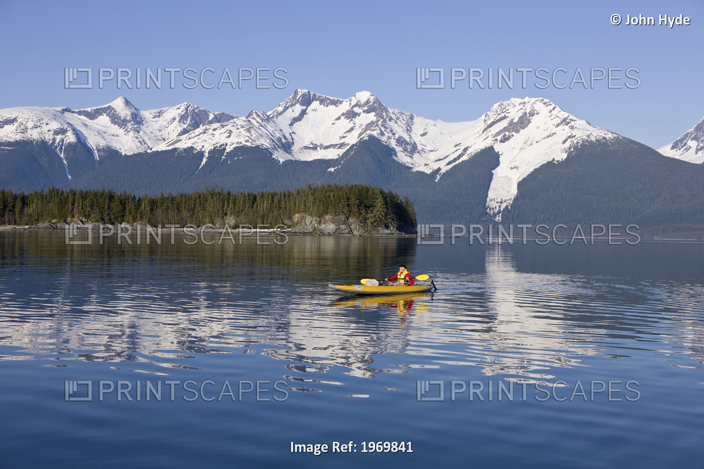 Alaska, Juneau, Favorite Passage. Kayaking Through Beautiful Mountain Ranges.