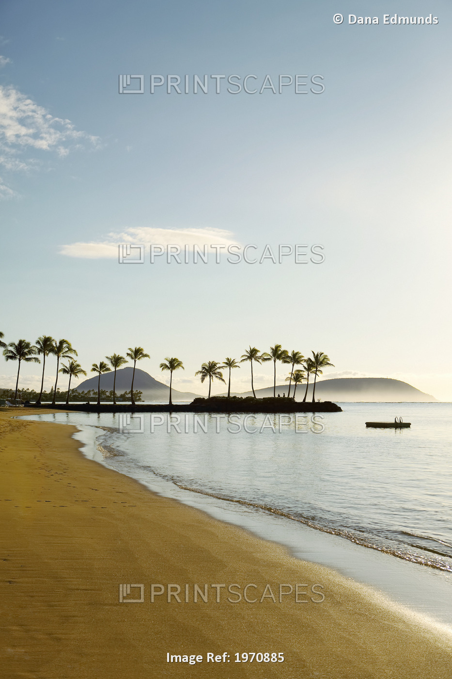 Hawaii, Oahu, Kahala Beach, Early Morning Light At An Empty Shoreline