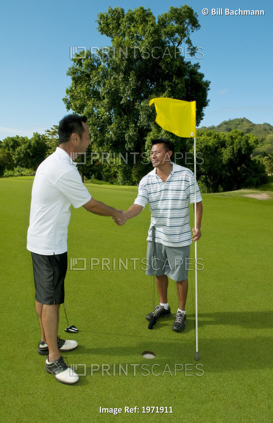 Hawaii, Oahu, Honolulu, Pali Golf Course, A Local Golfer Congratulates His ...