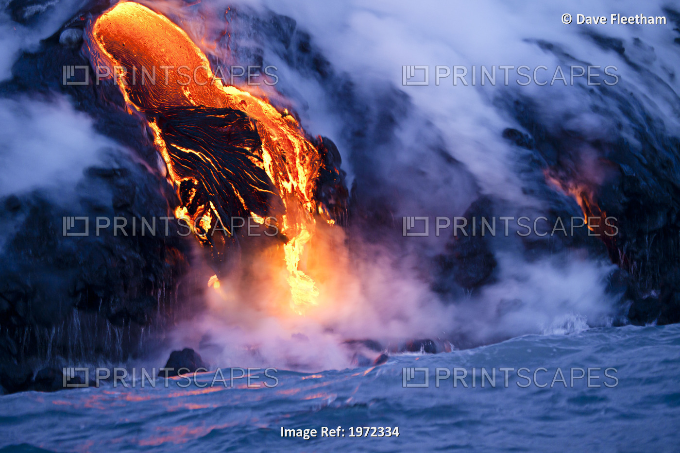 Hawaii, Big Island, Kalapana, Pahoehoe Lava Flowing From Kilauea Reaching The ...