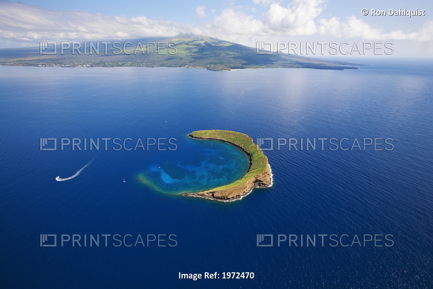Hawaii, Maui, Molokini, Aerial Shot Of The Islet, View From Above.