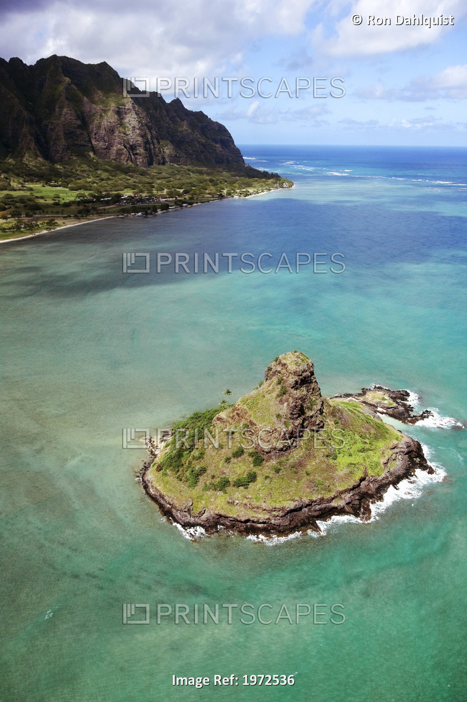 Hawaii, Windward Oahu, Kaneohe Bay, Aerial Of Mokoli'i Island (Chinaman's Hat) ...