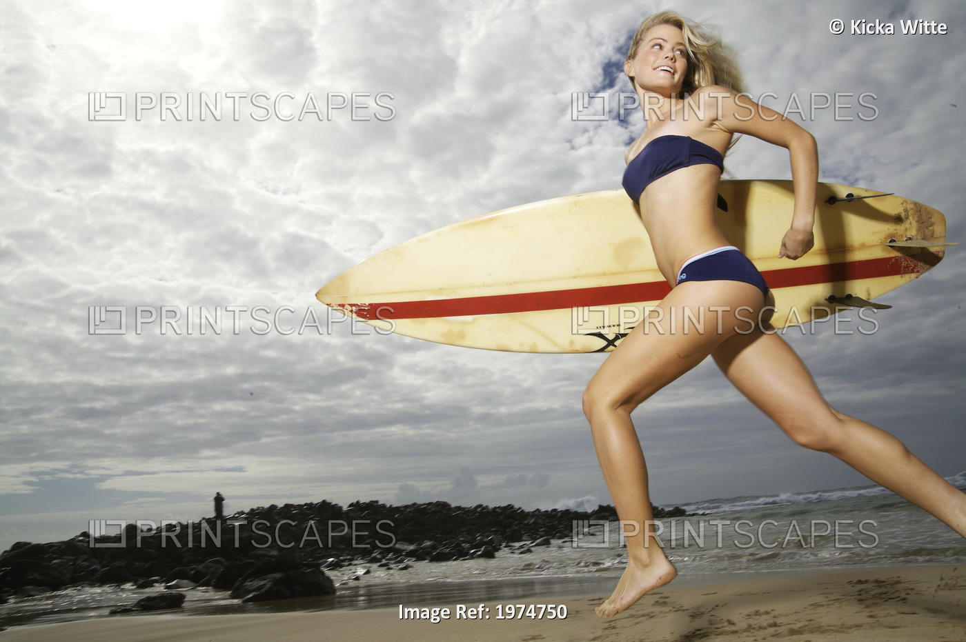 Hawaii, Kauai, Kealia Beach, Surfer Girl Enjoying A Day Out.