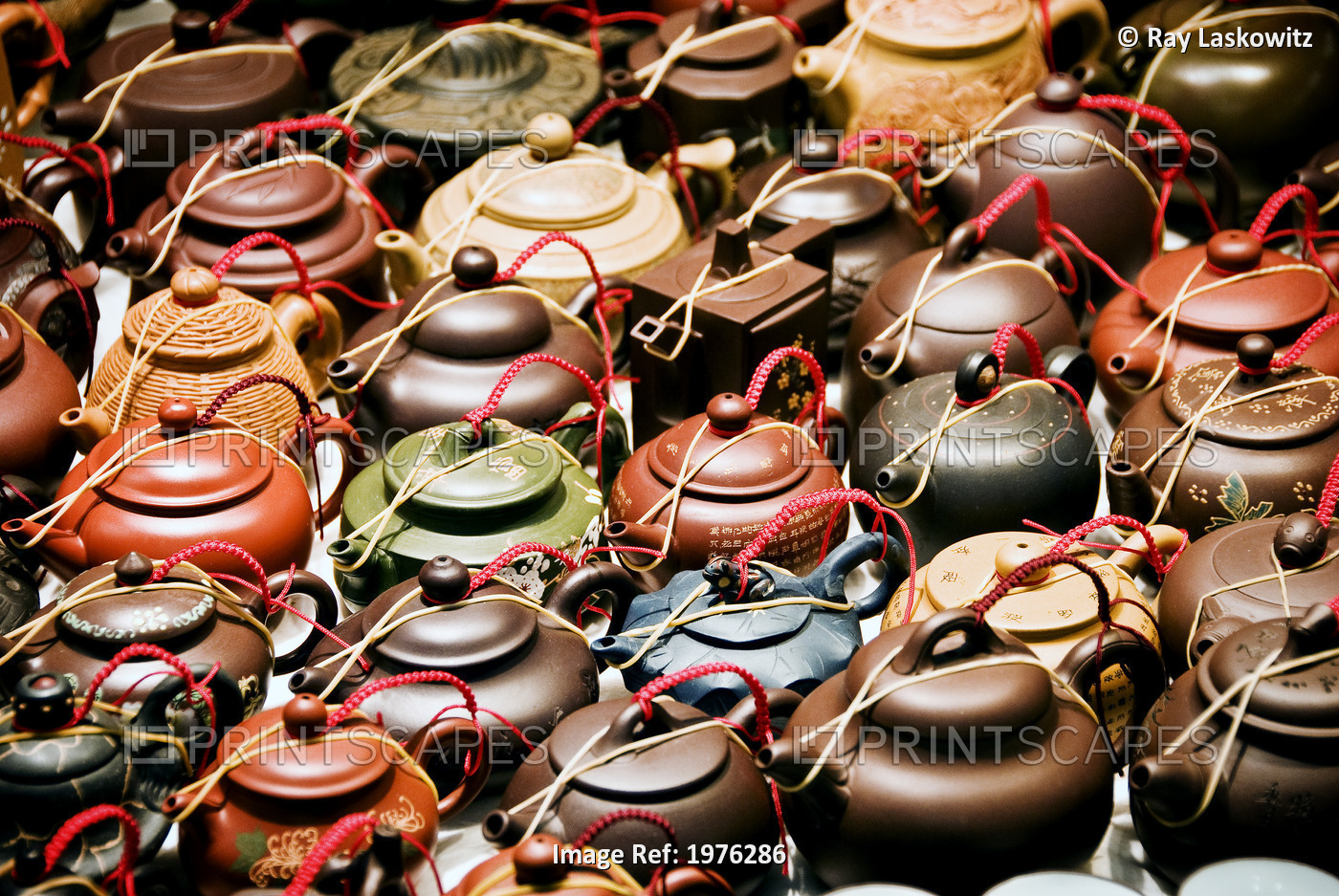 China, Yau Ma Tei K; Hong Kong, Ceramic Teapots On Display At Jade Market On ...