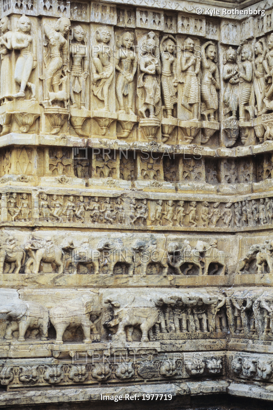 Hindu Temple Detail; India, Carved figures in stone