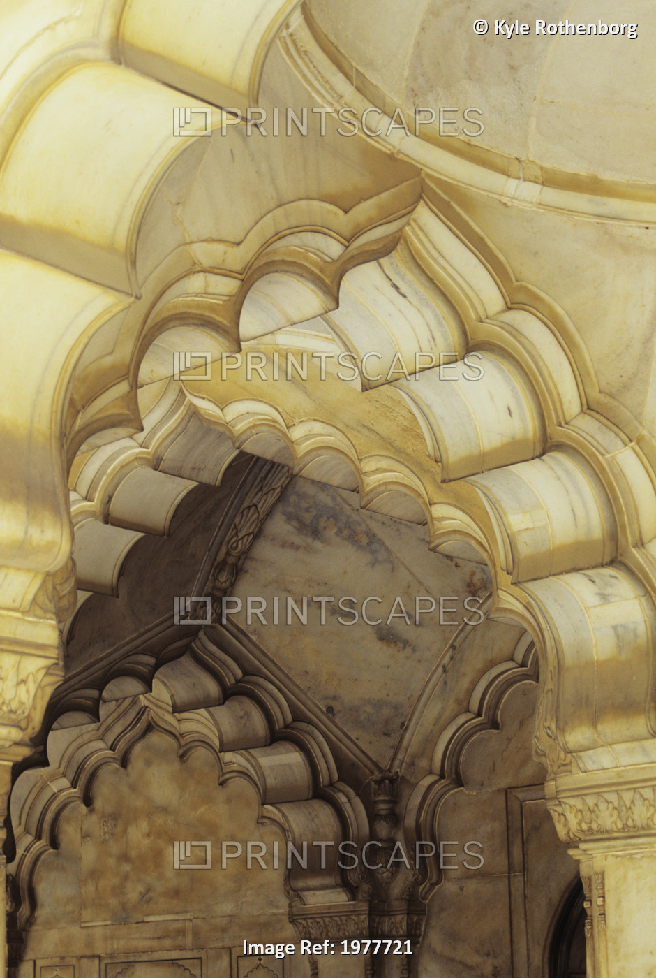 Several Scalloped Archways; India, Close up detail of temple architecture