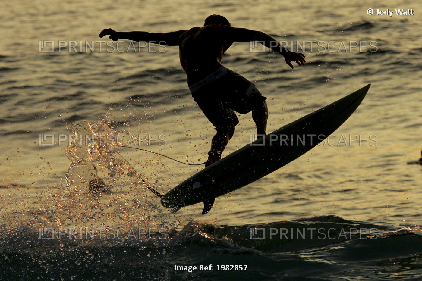 Hawaii, Big Island, Kona, Surfer At Sunset.