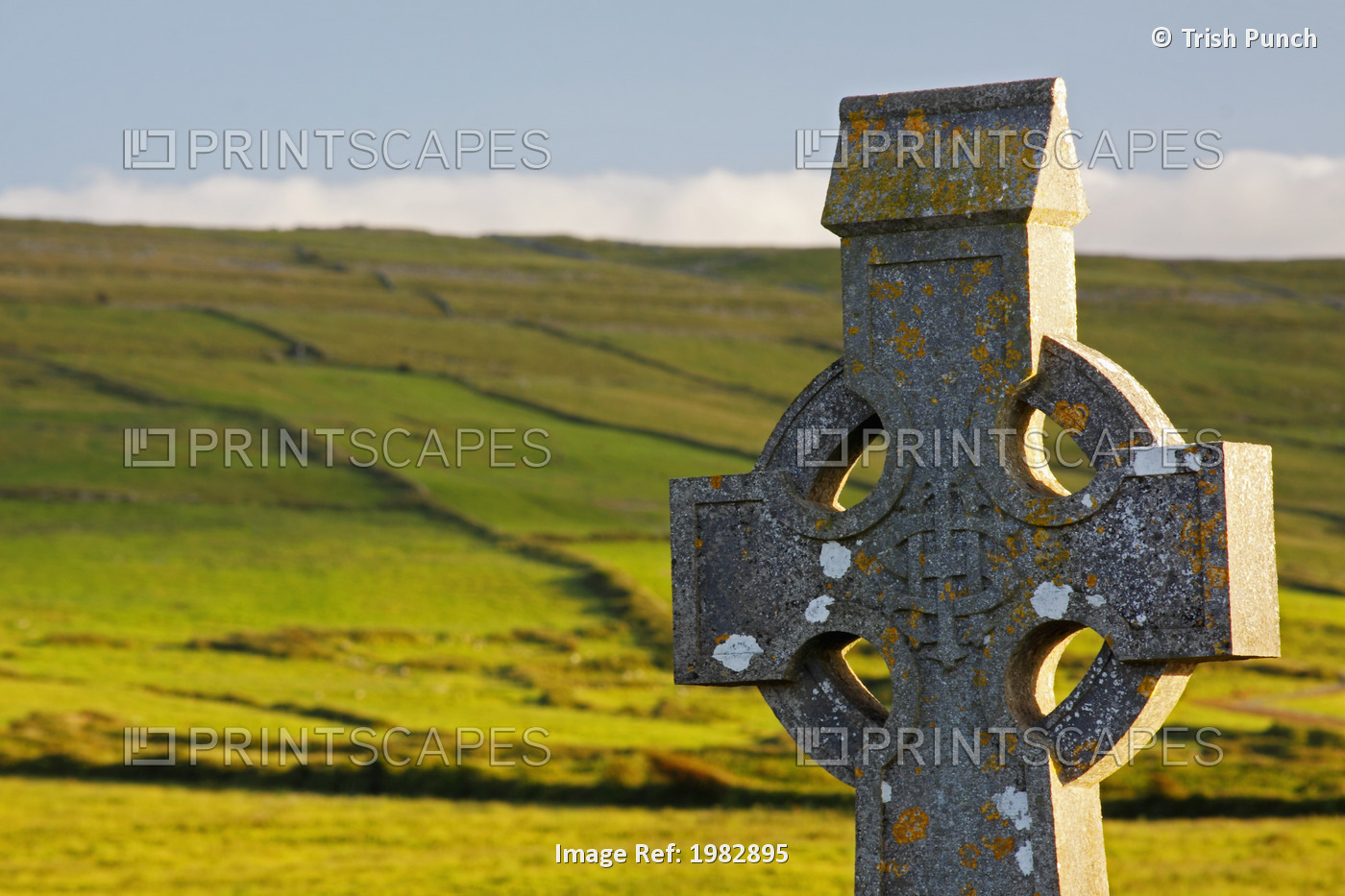 Celtic Cross In A Cemetery In The Burren Region; Fanore, County Clare, Ireland