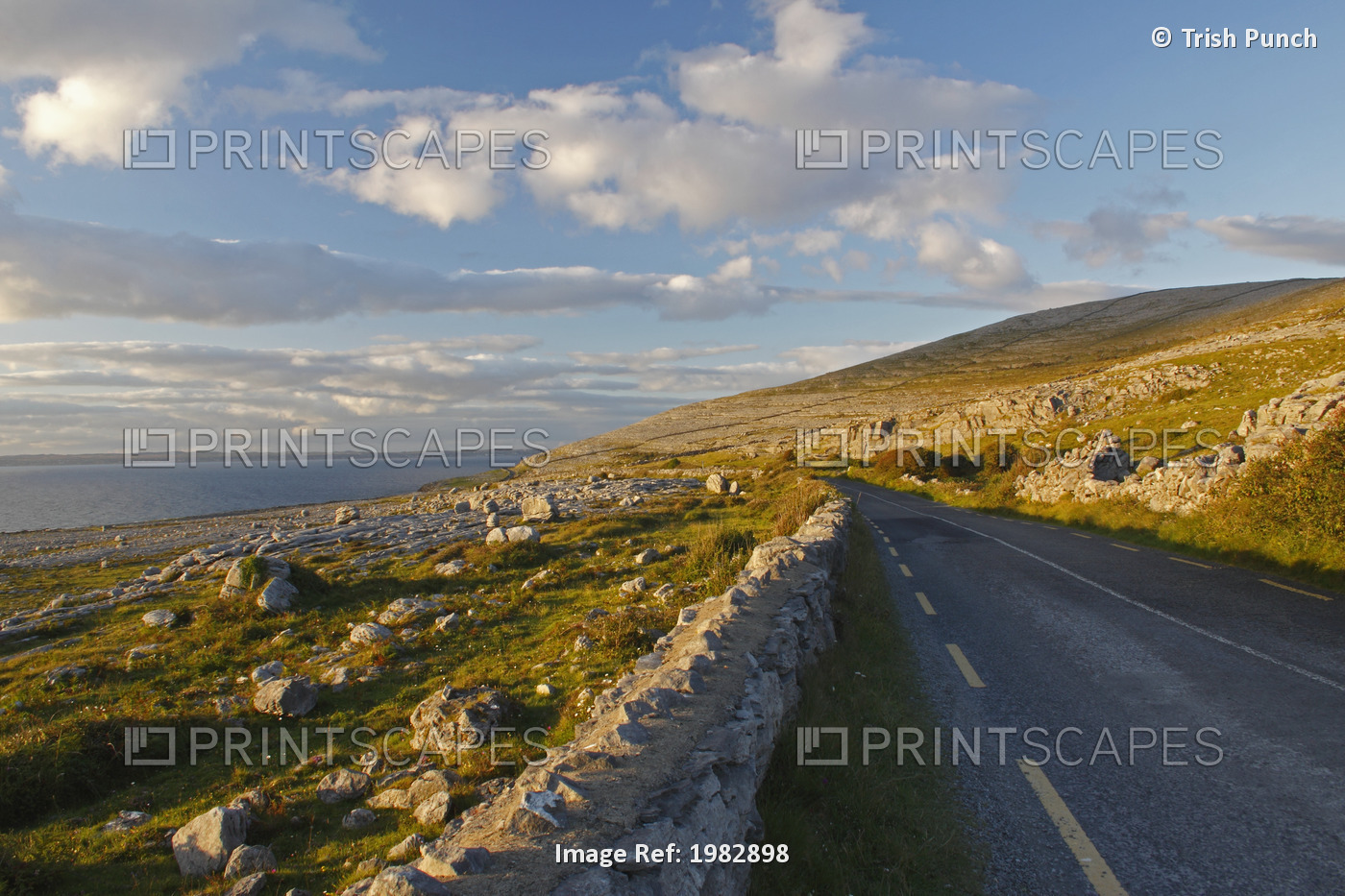 Road Along The Burren Coastline Region; County Clare, Ireland