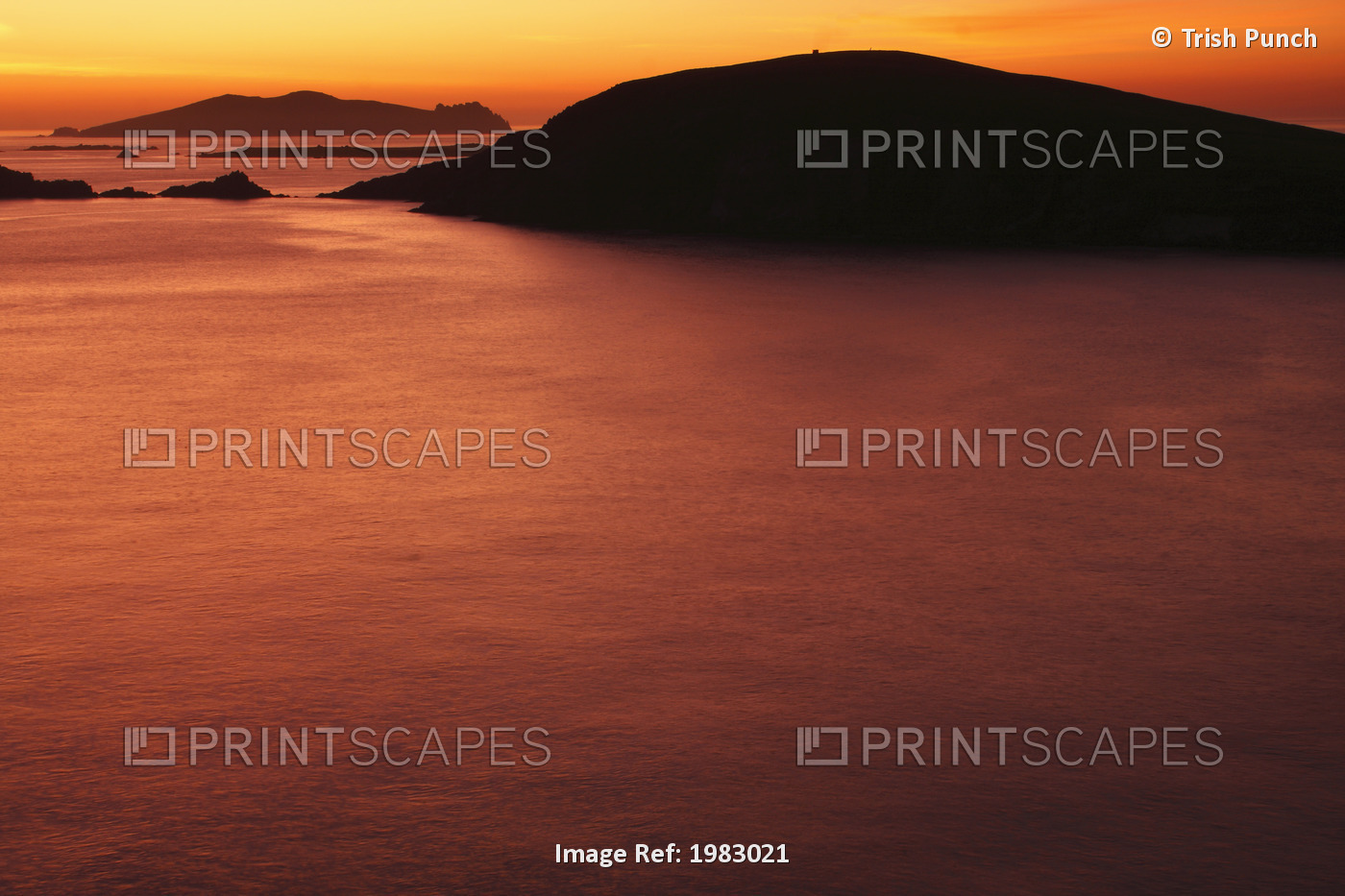 Sunset Over Dunmore Head And The Blasket Islands On The Dingle Peninsula; ...