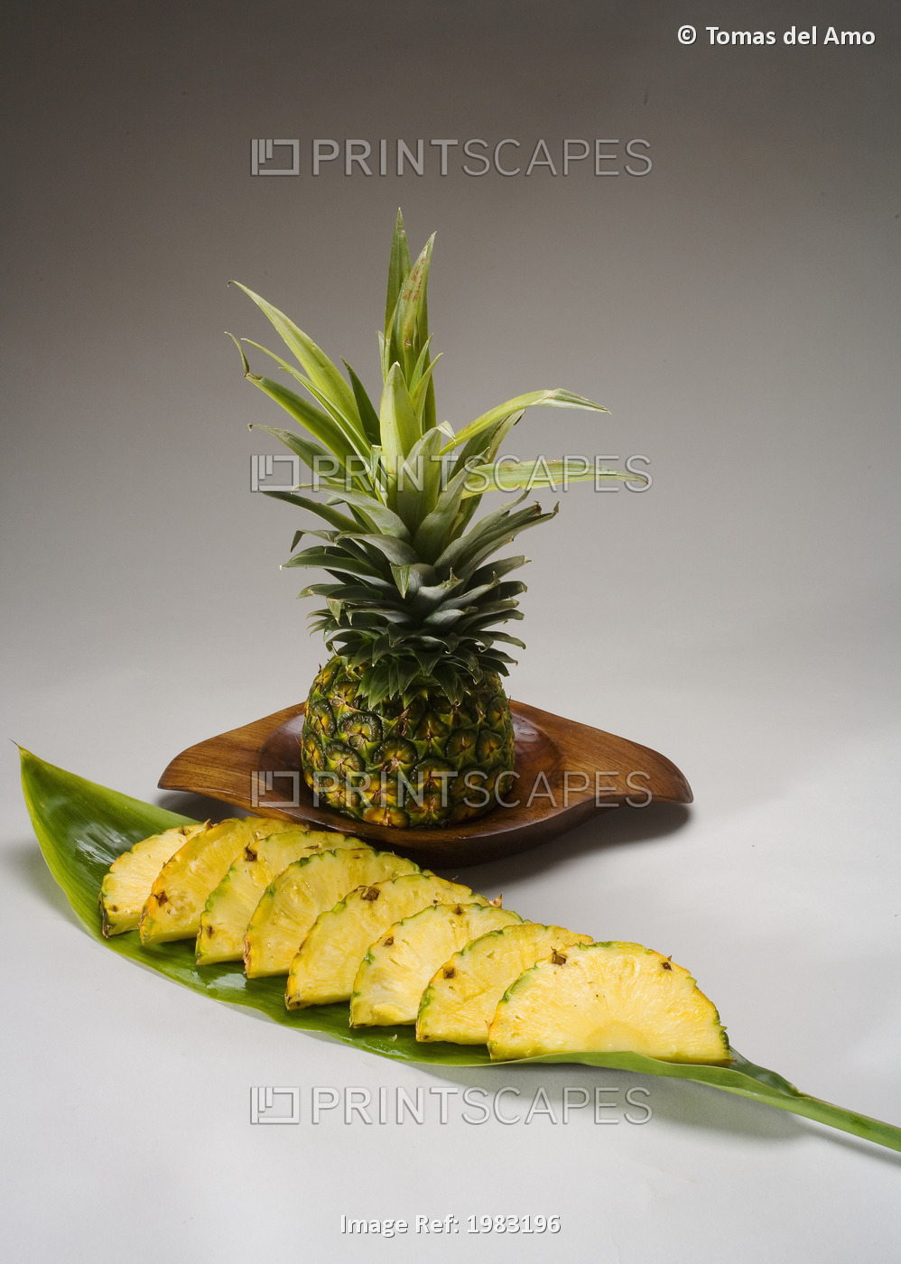 Studio Shot Of A Pineapple, Cut Into Slices.