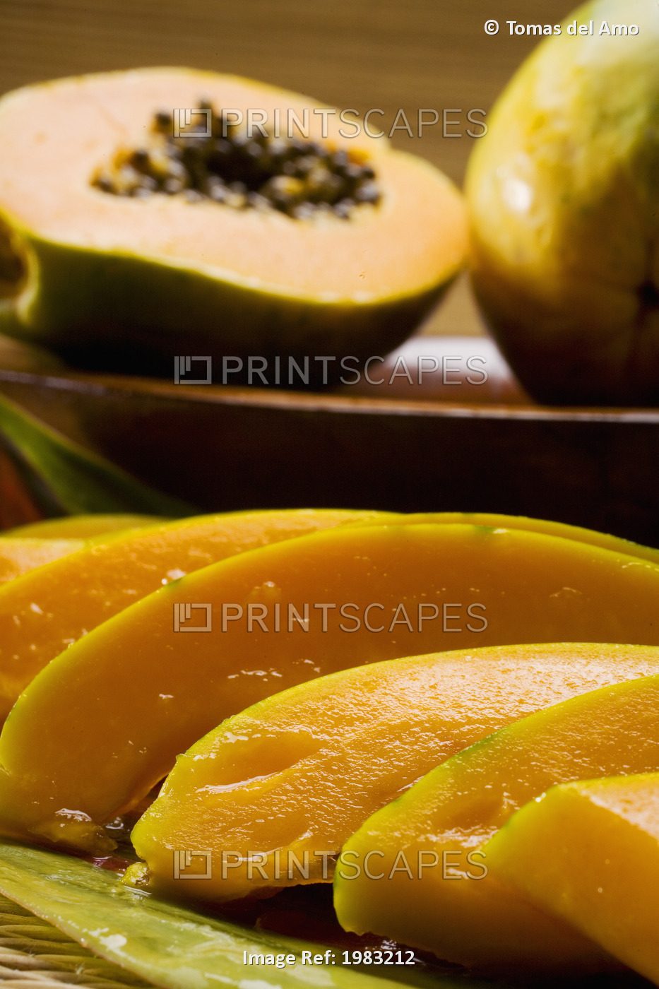 Studio Shot Of Papaya, Whole And In Slices.