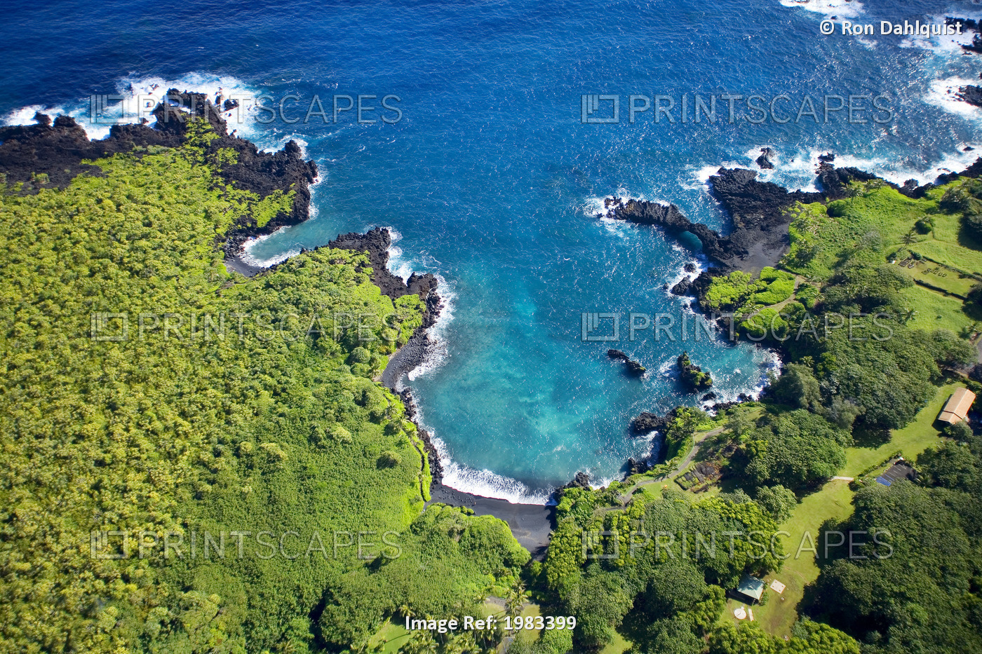 USA, Hawaii, Aerial View of Waianapanapa State Park; Maui