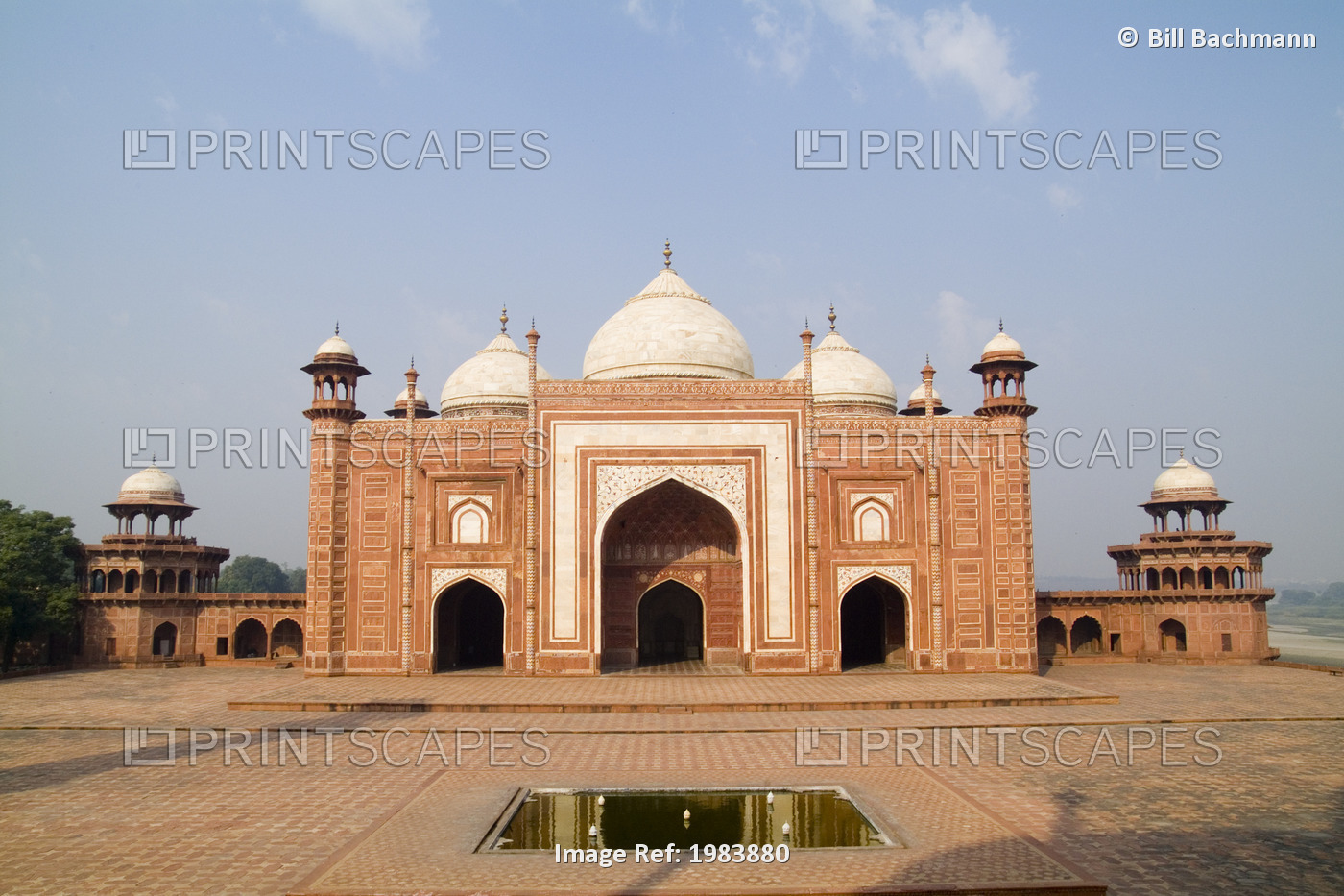 India, Next to Taj Mahal; Agra, Taj Mosque in Brown Stone