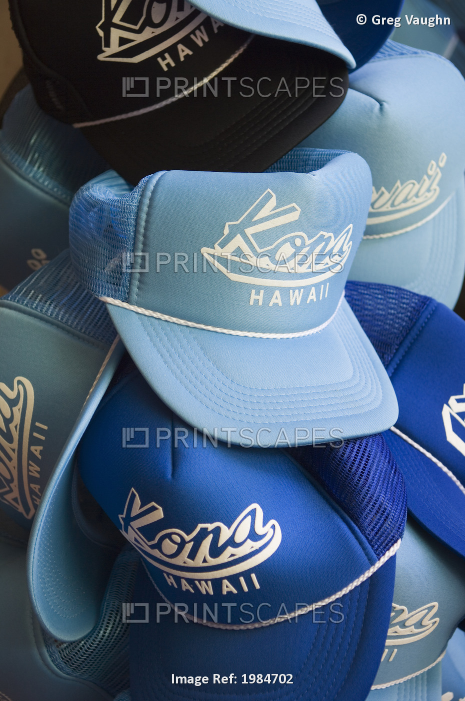 Hawaii, Big Island, Kailua-Kona, Hats With Kona, Hawaii Printed On Them In A ...