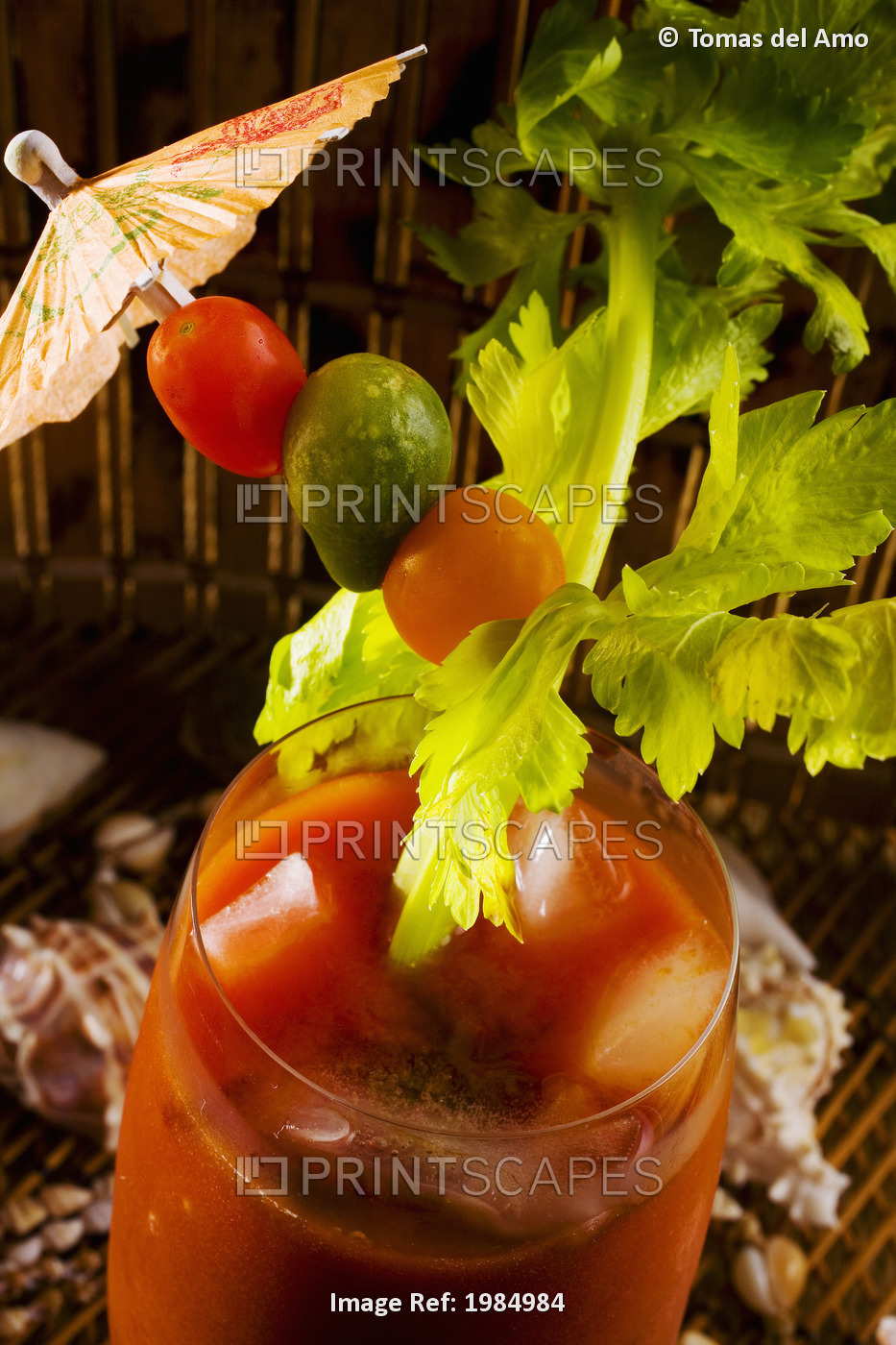 Close-Up Of An Exotic Tropical Drink, A Bloody Mary.