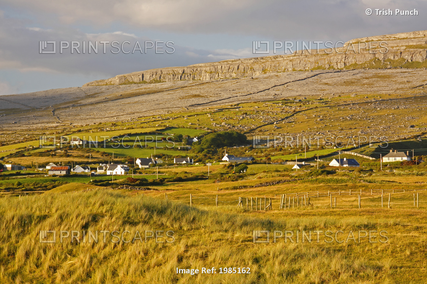 View Of Fanore Village And Limestone Mountain In The Background In The Burren ...