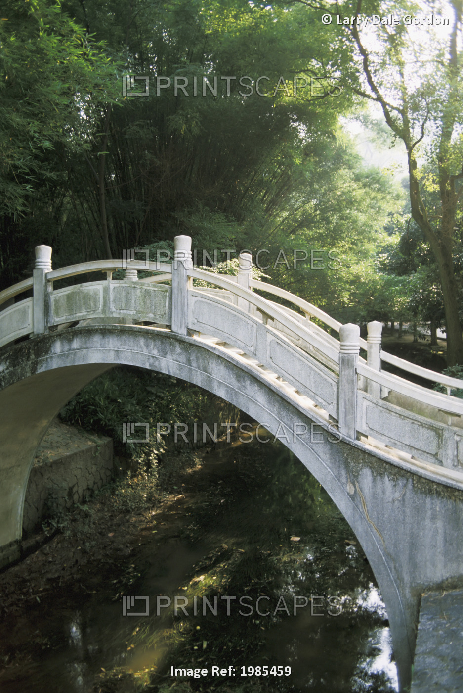China, Seven Star Park bridge over stream; Guilin