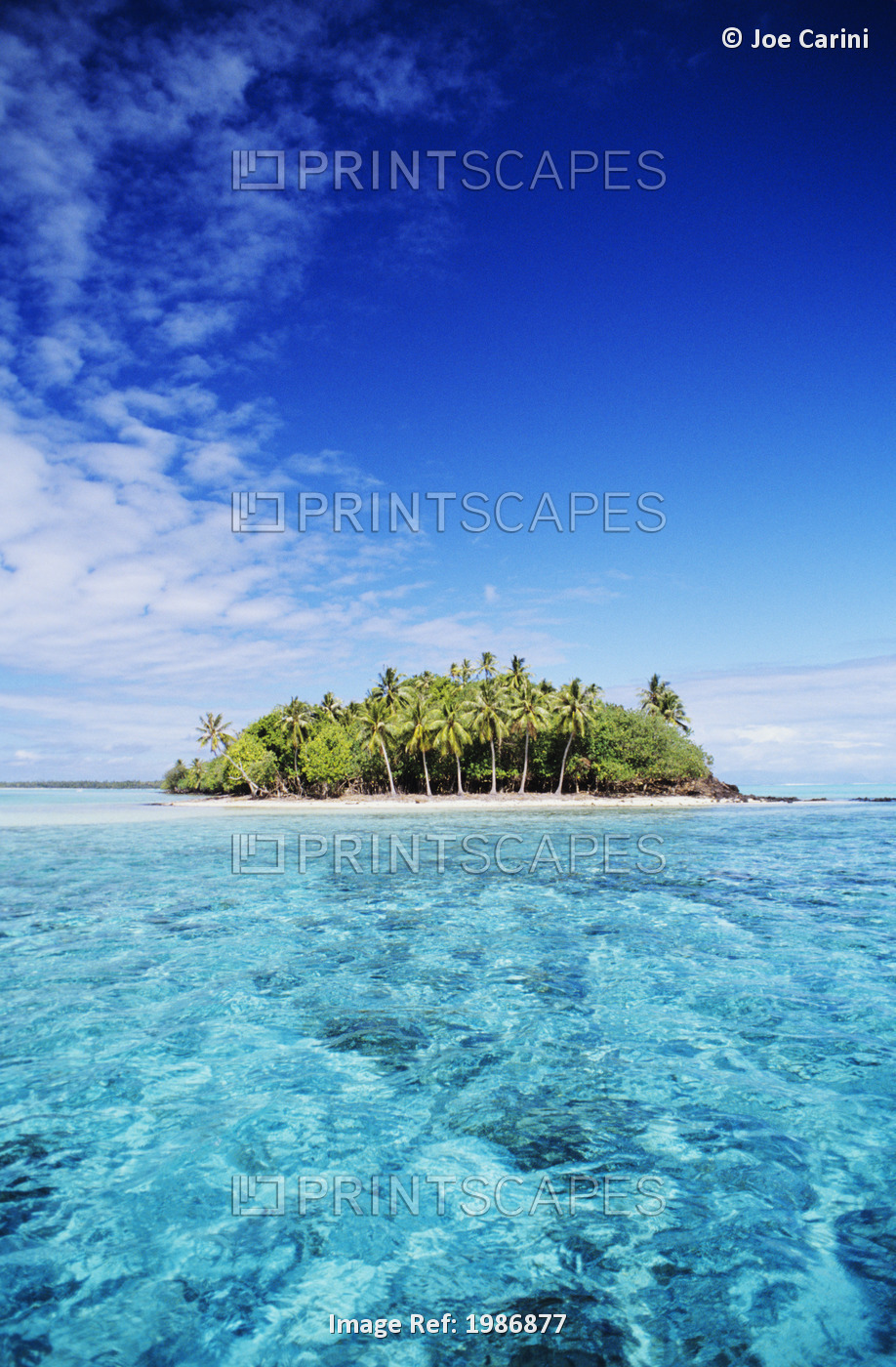 French Polynesia, Tahiti, Turquoise water and blue sky; Bora Bora, Motu Island ...