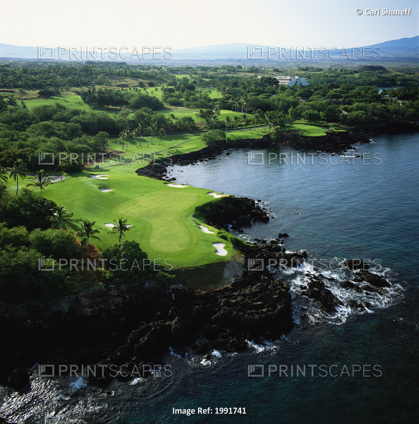Hawaii, Big Island, Mauna Kea Resort Golf Beach Course, Hole#3, Aerial