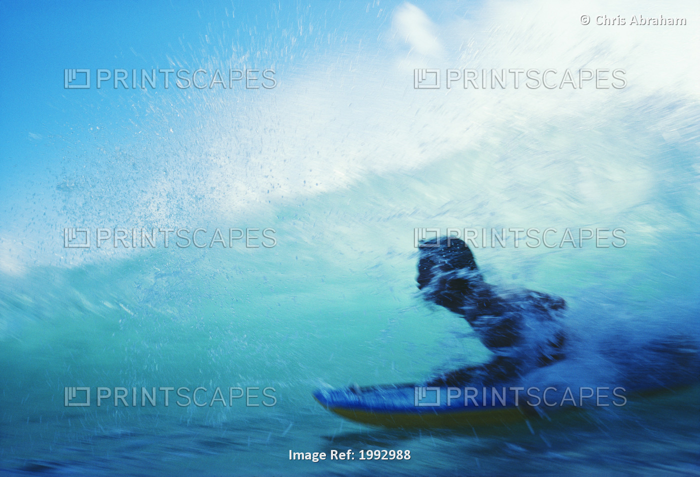 Hawaii, Oahu, Waikiki, Boogieboarder Riding Inside Wave.