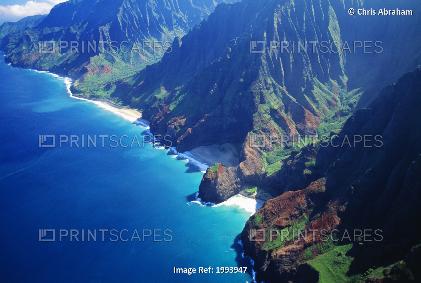 Hawaii, Kauai, Na Pali Coast, Aerial View Along Mountains.