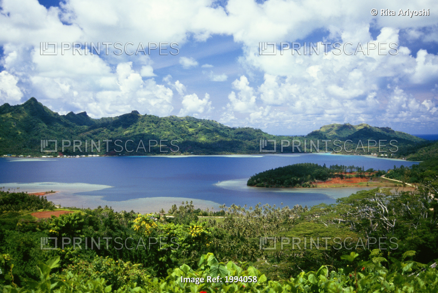 French Polynesia, Tahiti, Huahine, Overlooking Beautiful Lagoon, Scenic Greenery