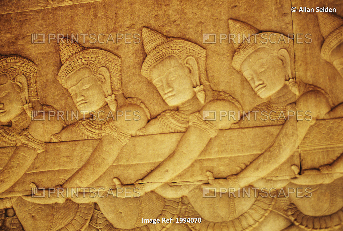 Cambodia, Angkor Wat, Close-Up Of Stone Carvings.