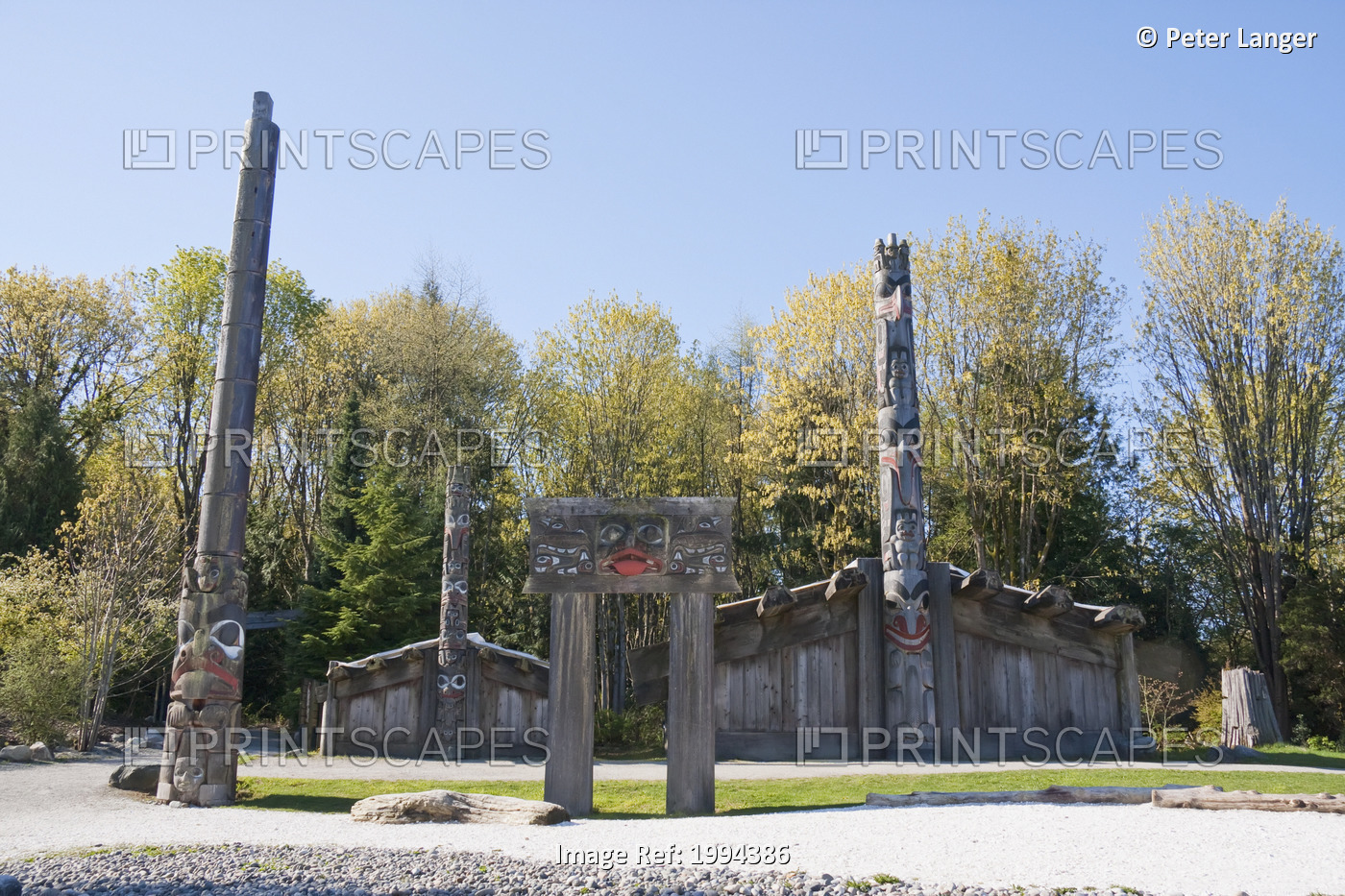 Totem Poles And Haida Houses On The Grounds Of The Museum Of Anthropology At ...