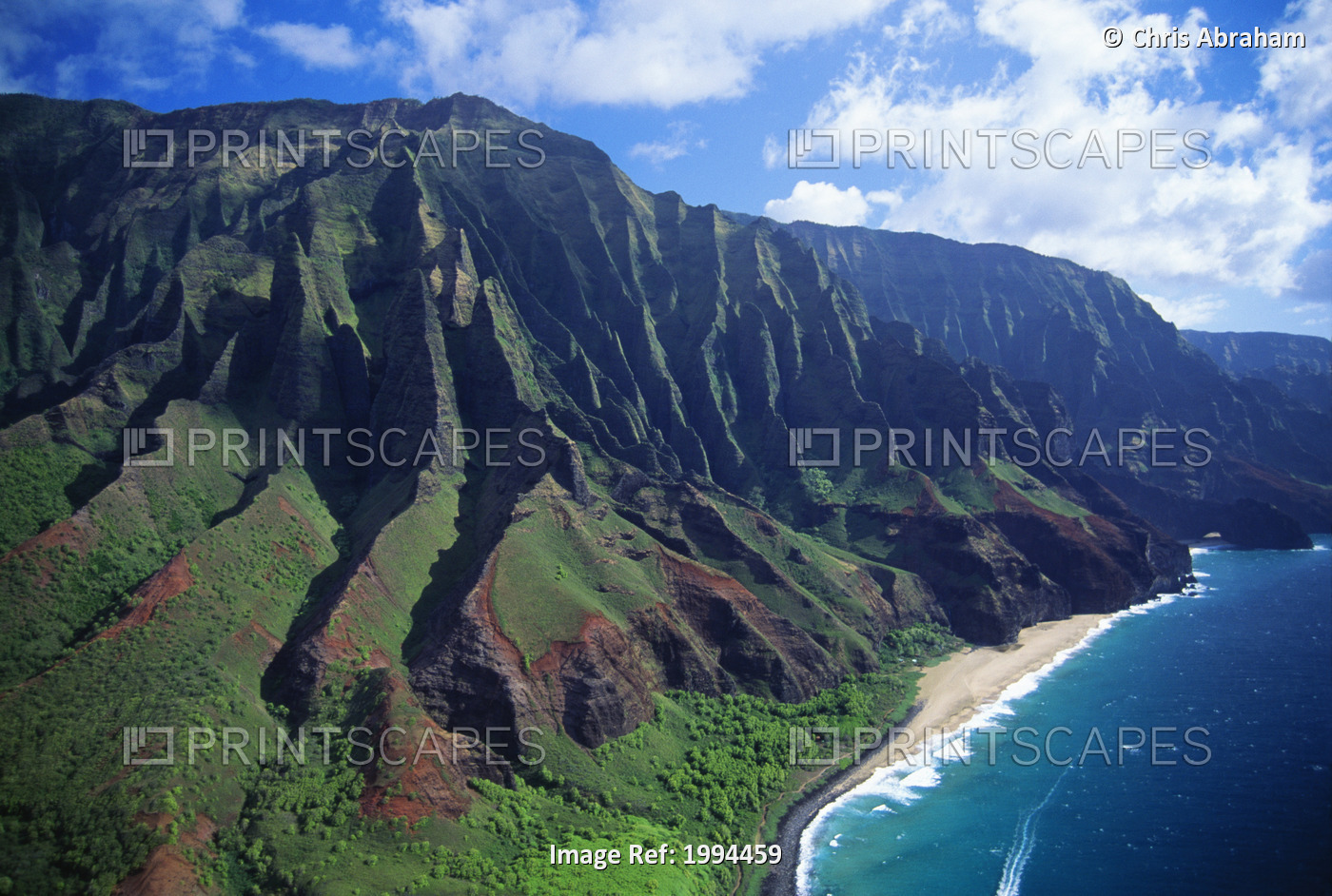 Hawaii, Kauai, Na Pali Coast, Aerial View Along Mountains.