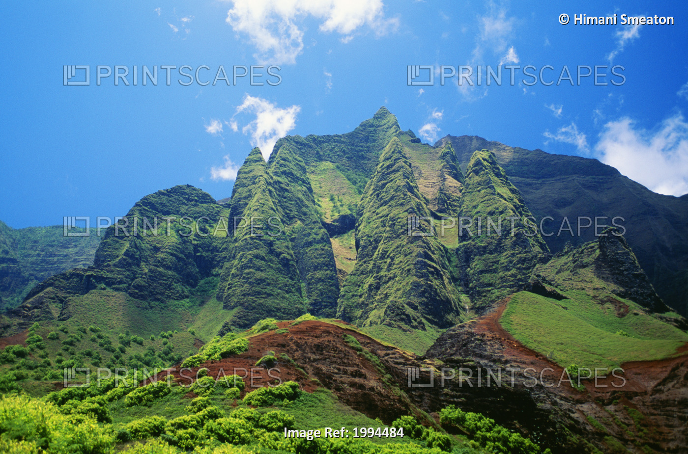 Hawaii, Kauai, Napali Coast, Kalalau Mountains, Blue Sky