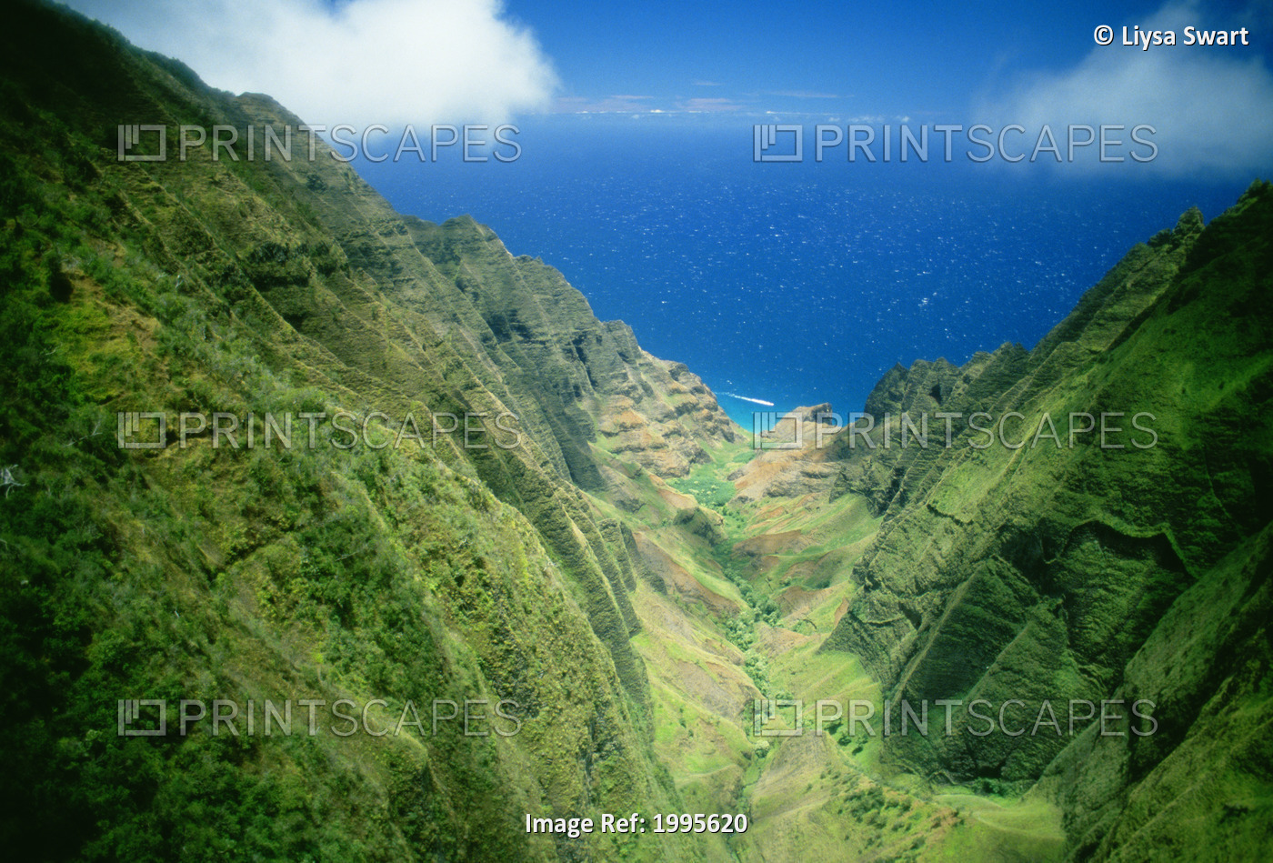 Hawaii, Kauai, Aerial Along Napali Coastline Looking Towards Ocean
