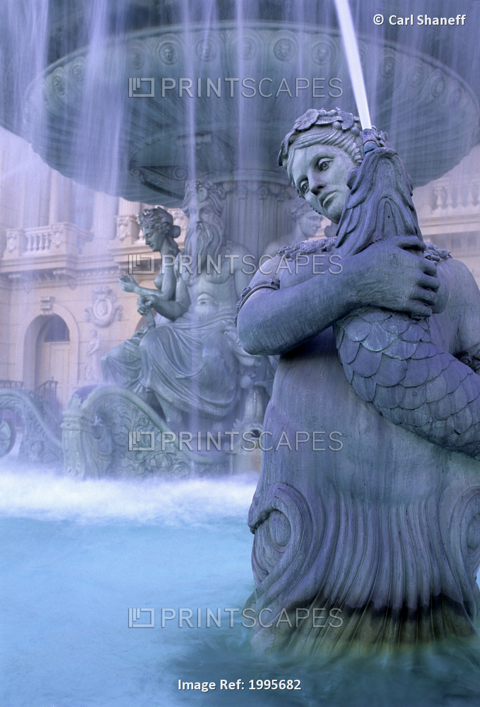 Nevada, Las Vegas, Paris Hotel And Casino, Closeup Of Large Detailed Fountains ...