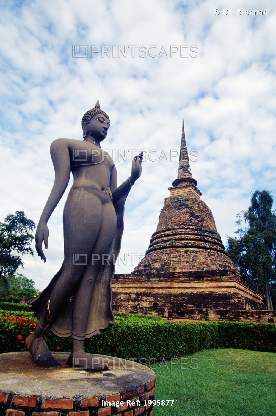 Thailand, Sukhothai Historical Park, Wat Sa Si, Walking Buddha.