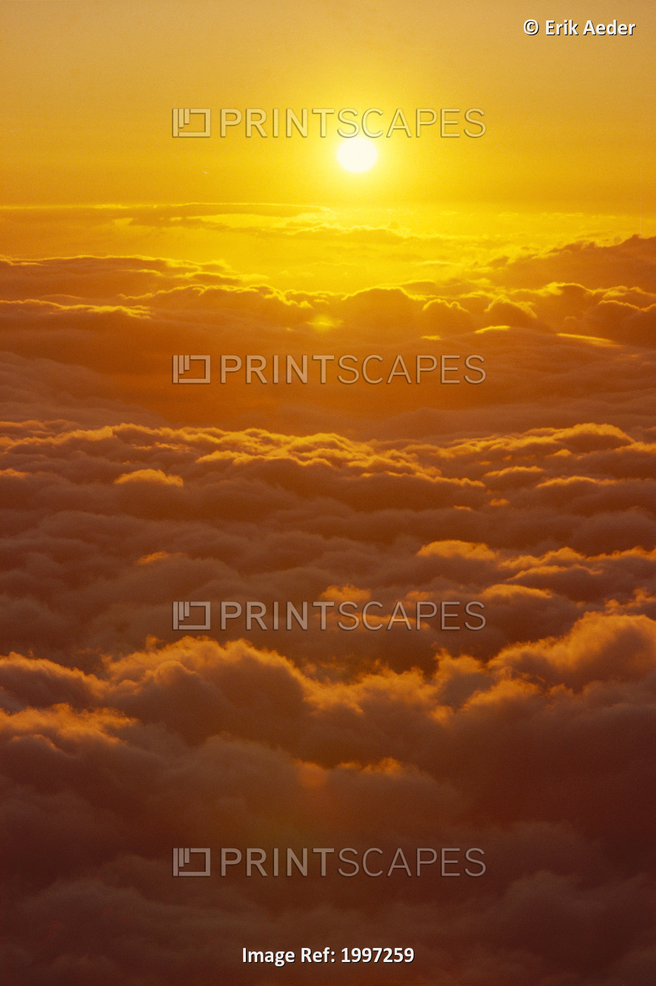 Hawaii, Maui, Haleakala, Tropical Sunset From Above Clouds, Scenic A46G