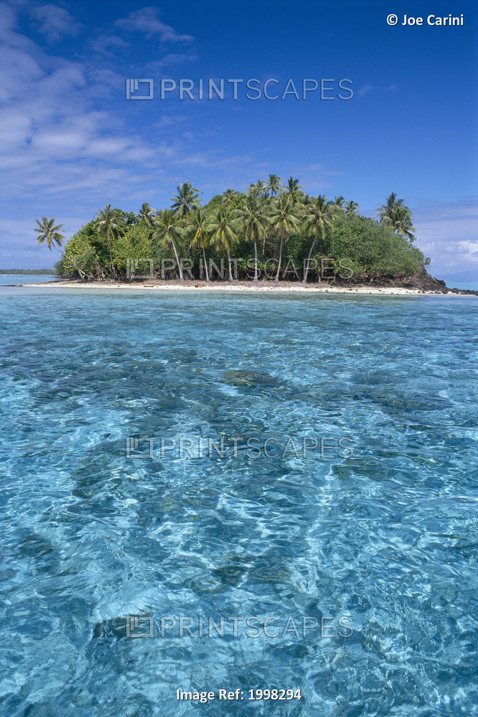 French Polynesia, Bora Bora, Motu Island, Clear Turquoise Water In Foreground ...