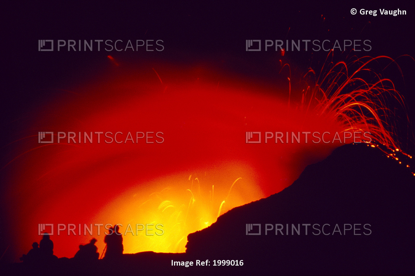 Hawaii, Big Island, Hawaii Volcanoes National Park, Lava Exploding, Silhouettes ...