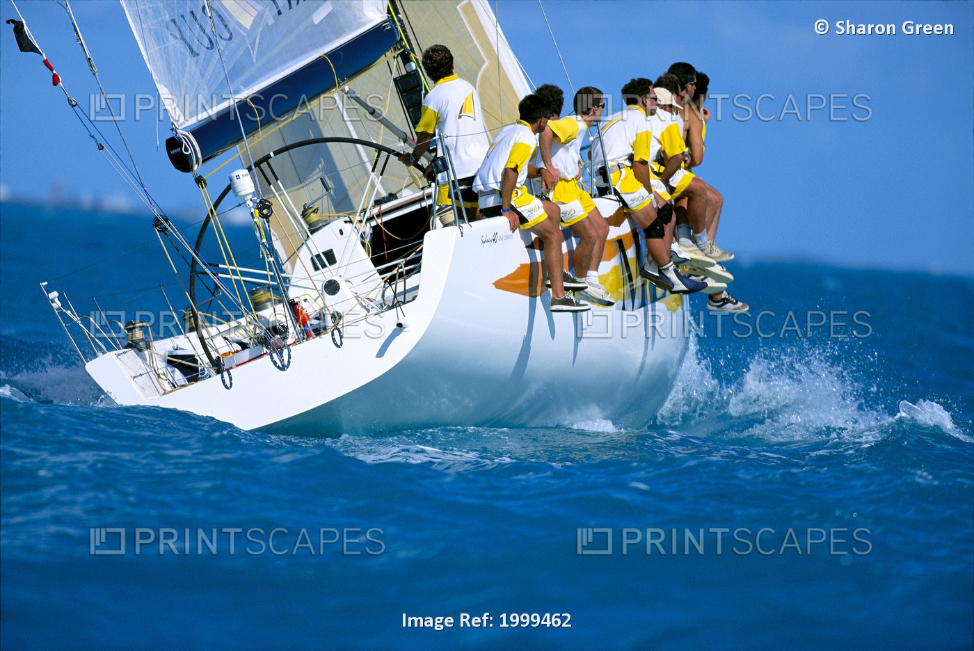 Florida, Key West Race Week, Stern View Of Crew, Starboard Side, Leaning