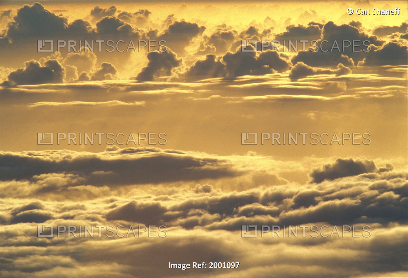 Hawaii, Big Island, Mauna Kea, Yellow Sunset Sky View From Above And Through ...