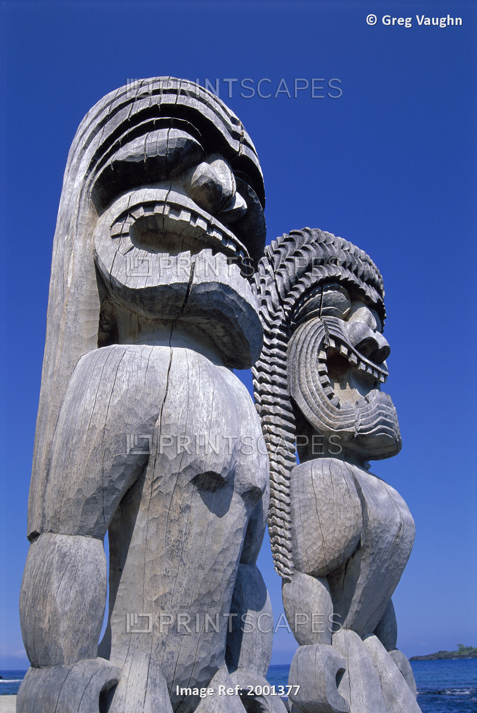 Hawaii, Big Island, Puuhonua O Honaunau, Close-Up Of Wooden Statue Ki'i