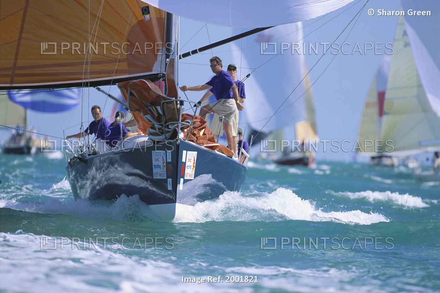 Florida, Key West Race Week, Bow View Of Yacht, Others In Background, Crew