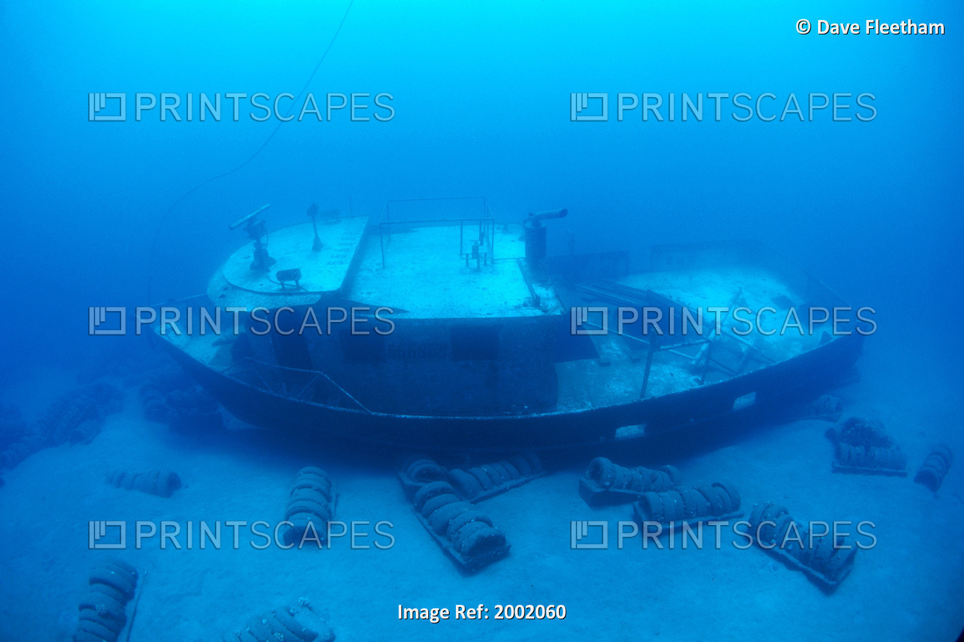 Hawaii, Maui, Kihei, View Of The St. Anthony Wreck In Deep Blue Water