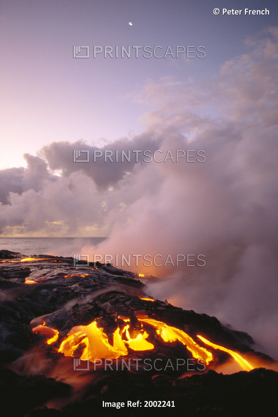 Hawaii, Big Island, Hawaii Volcanoes National Park, Sunrise At Ocean Front With ...