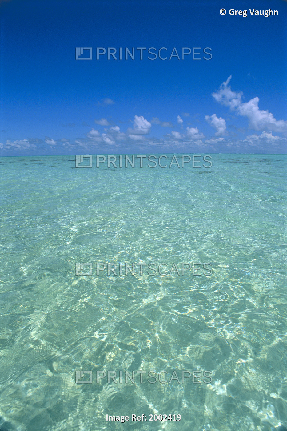 Clear Turquoise Ocean Water, Blue Sky, White Clouds, Sunlight Reflections