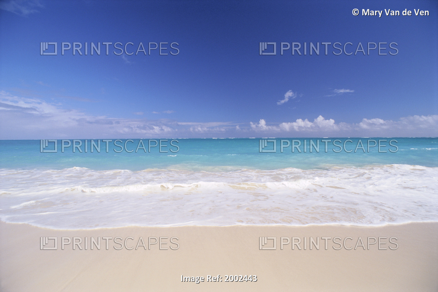 Hawaii, Pristine White Sand Beach With Clear Turquoise Water, Blue Sky On ...