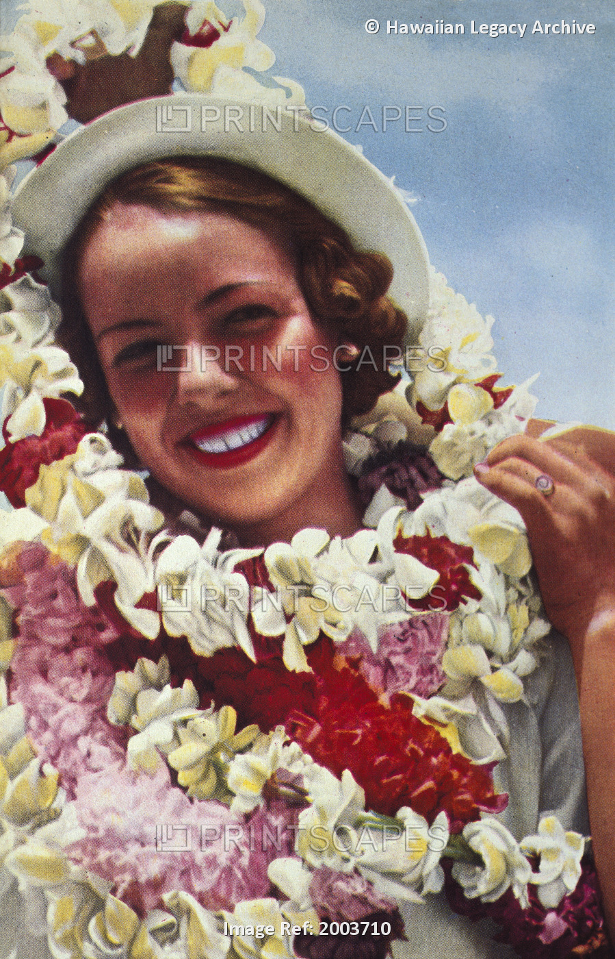 Portrait Of A Young Woman With Numerous Floral Leis