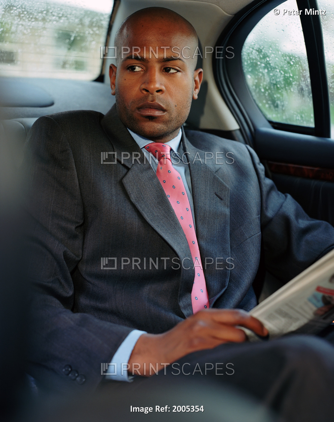 Young Businessman In Car, Toronto, Ontario