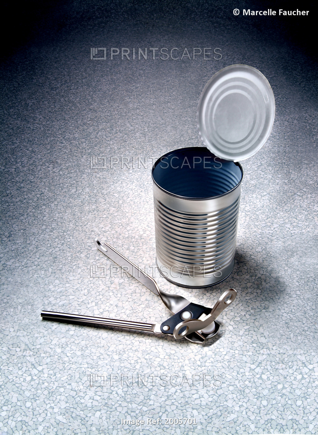 Fv5225, Marcelle Faucher; Can Opener And Opened Tin Can