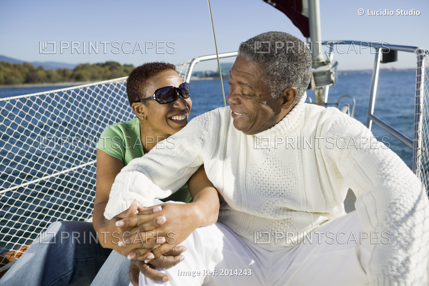 Senior Couple On Their Sailboat, Vancouver Harbour, Bc