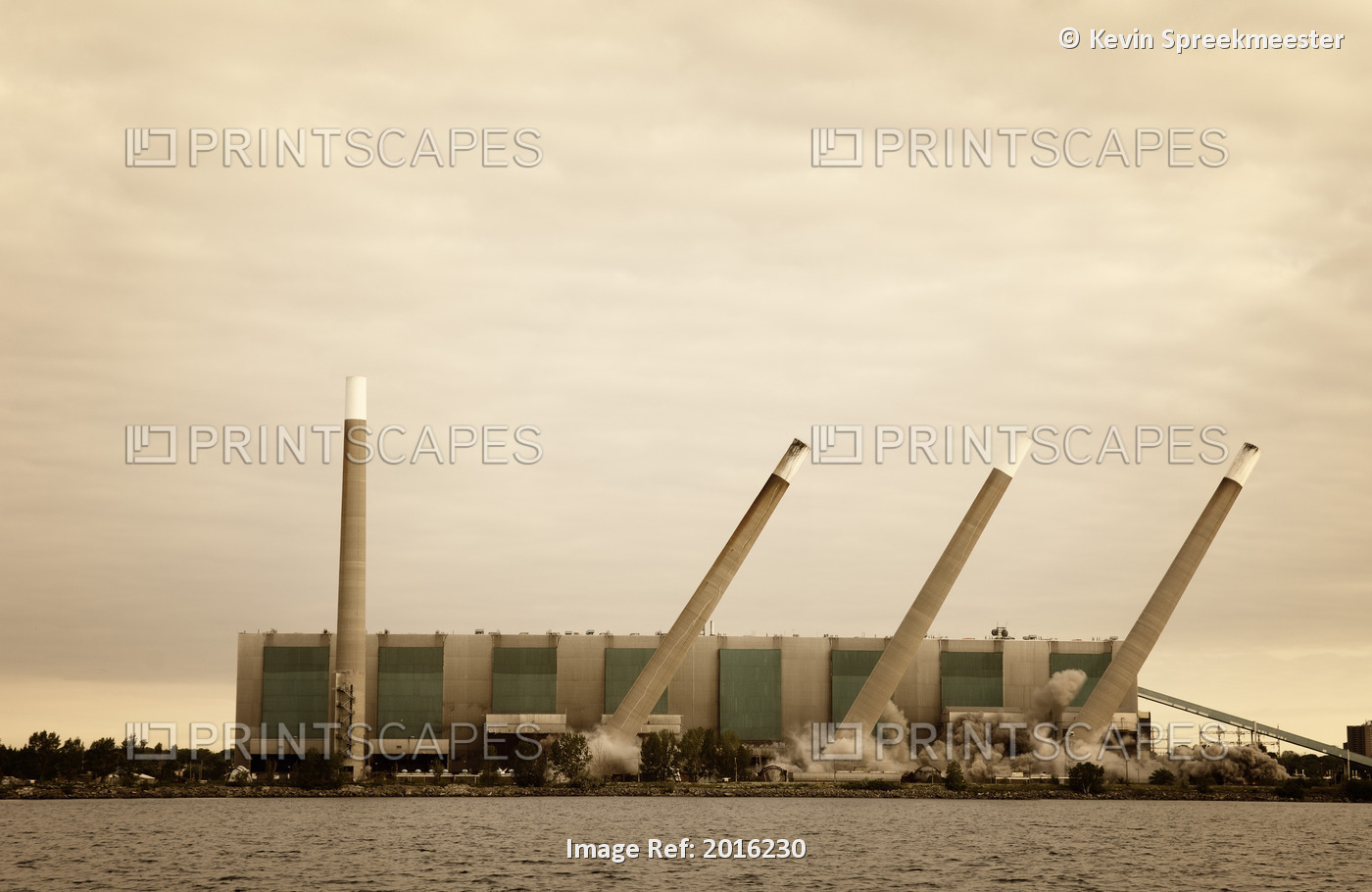 Smoke Stacks Of The Former Lakeview Coal-Fired Plant Being Demolished, ...